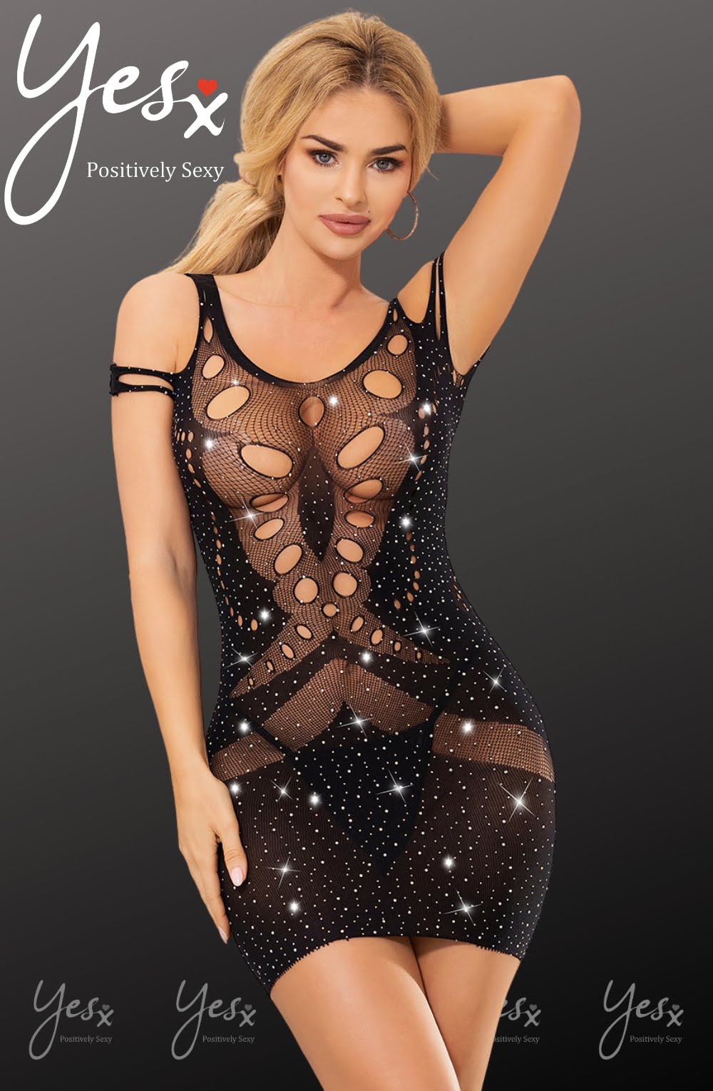 YesX YX853 Sparkly Black Dress - Black / One Size - Dress