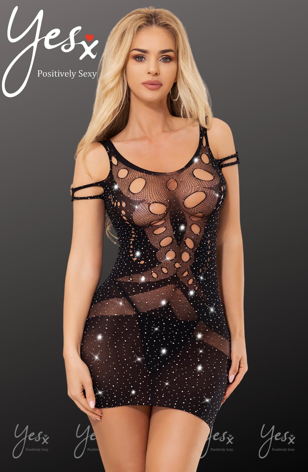 YesX YX853 Sparkly Black Dress - Black / One Size - Dress
