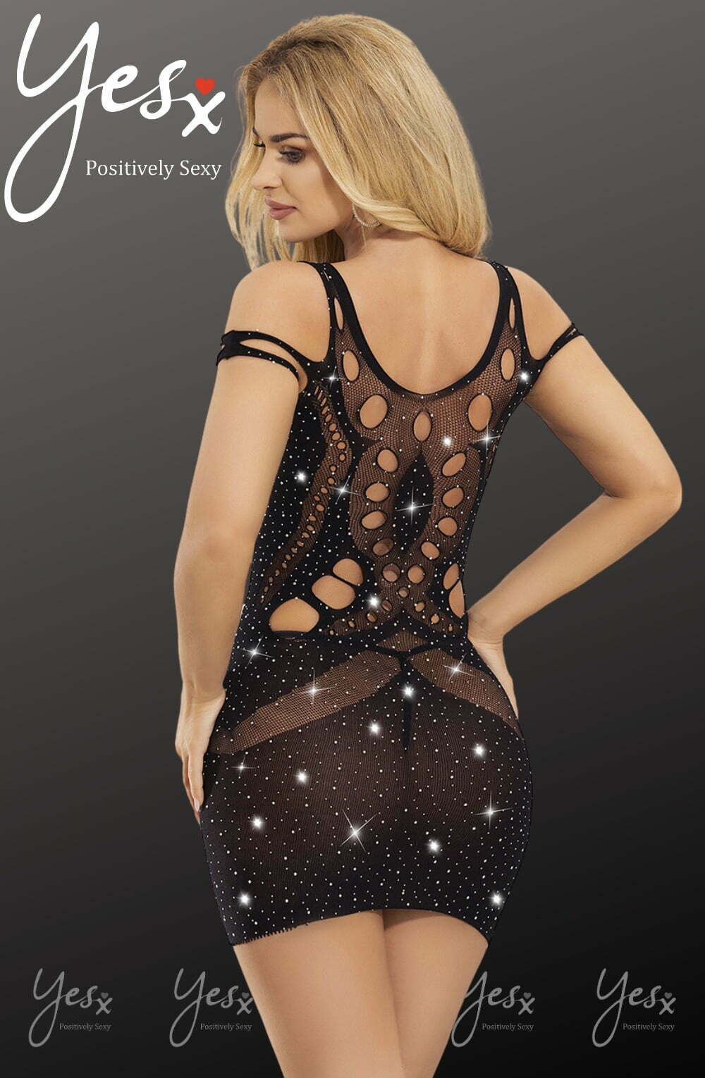 YesX YX853 Sparkly Black Dress - Black / One Size - Dress