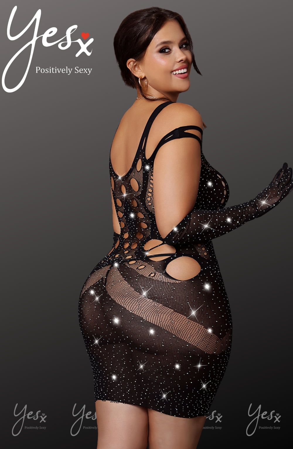 YesX YX853Q Sparkly Black Dress - Black / One Size (Plus) -
