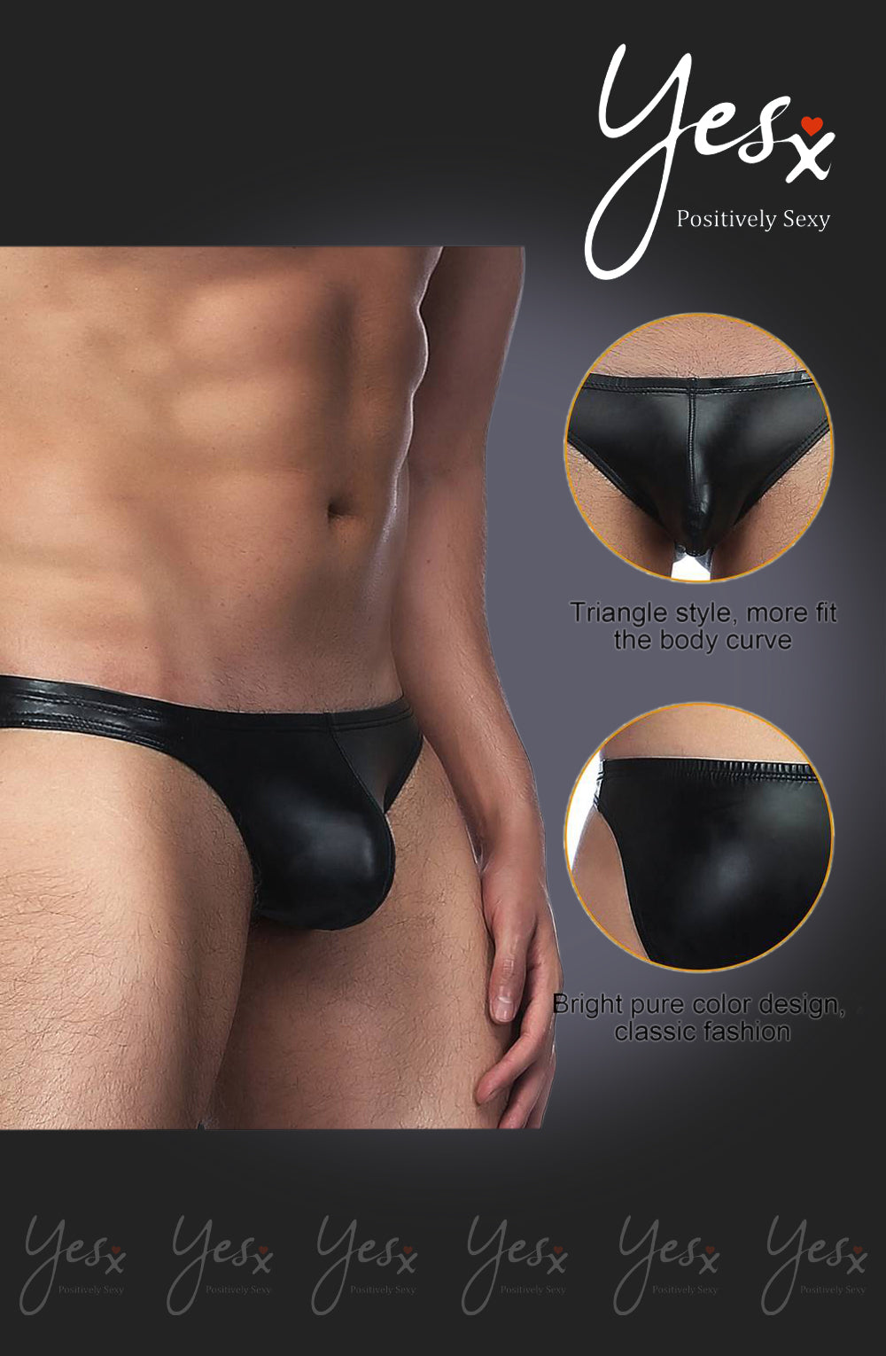 YesX YX969 Men’s Brief Black - Men’s Brief