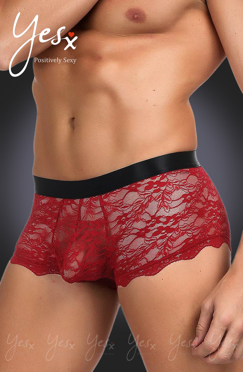 YesX YX976 Mens Boxer Brief Red/Black - Men’s Boxer