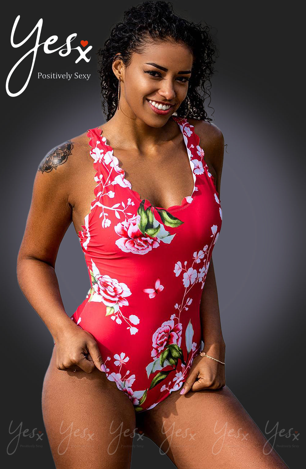 YesX YX978 One Piece Swimsuit Pink - One Piece Swimsuit
