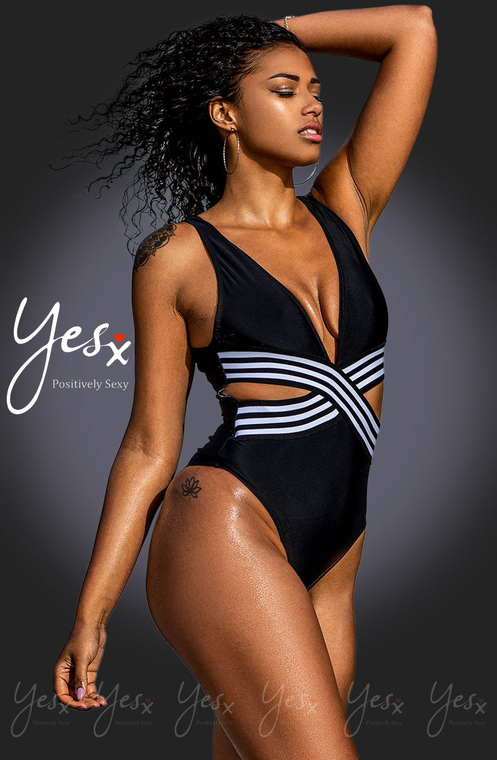 YesX YX980 One Piece Swimsuit Black - One Piece Swimsuit