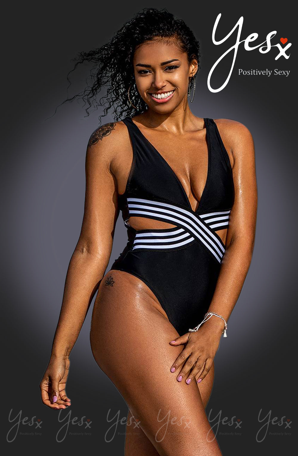 YesX YX980 One Piece Swimsuit Black - One Piece Swimsuit