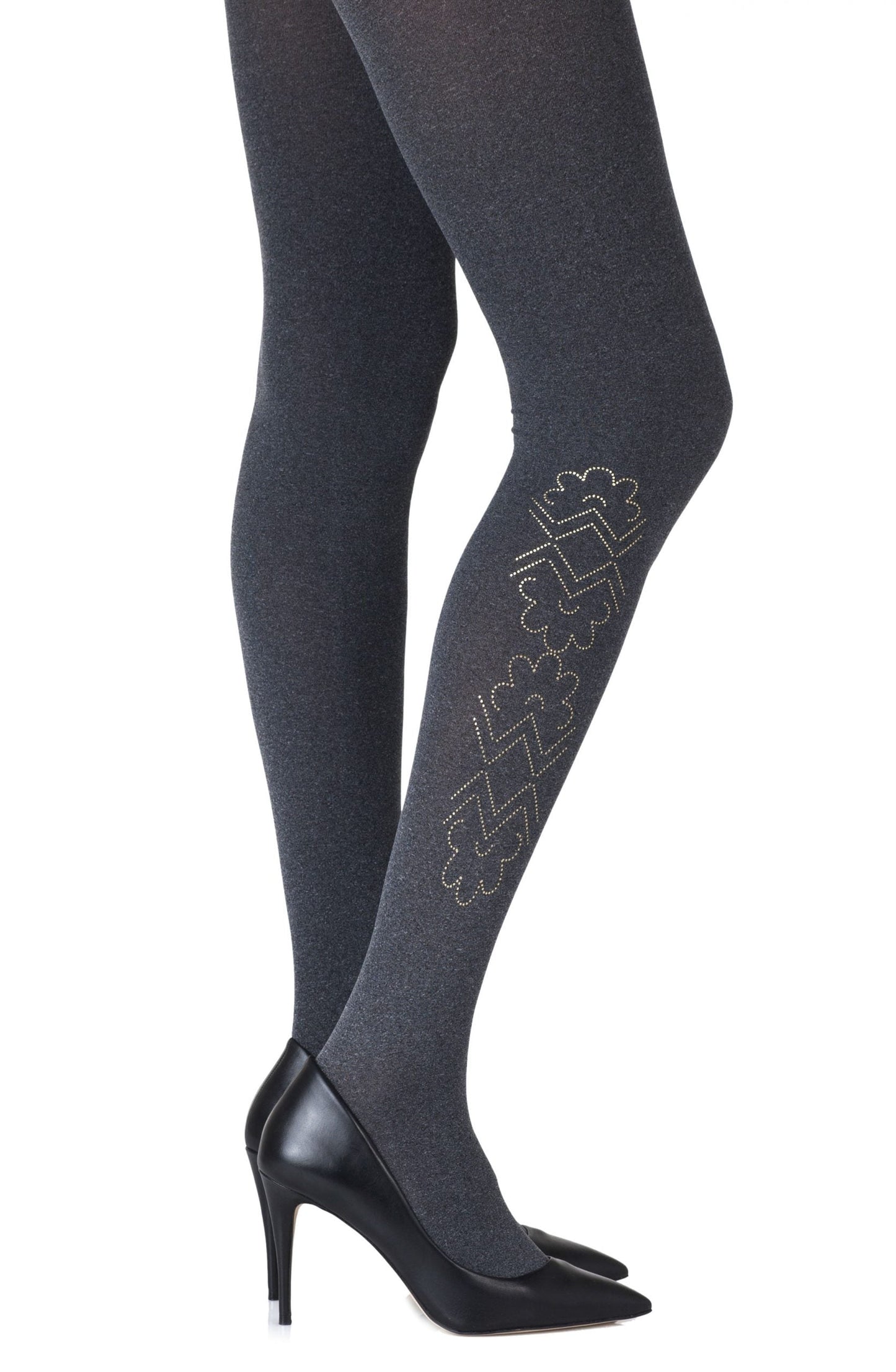 Zohara Caught In The Metal Heather Grey Print Tights