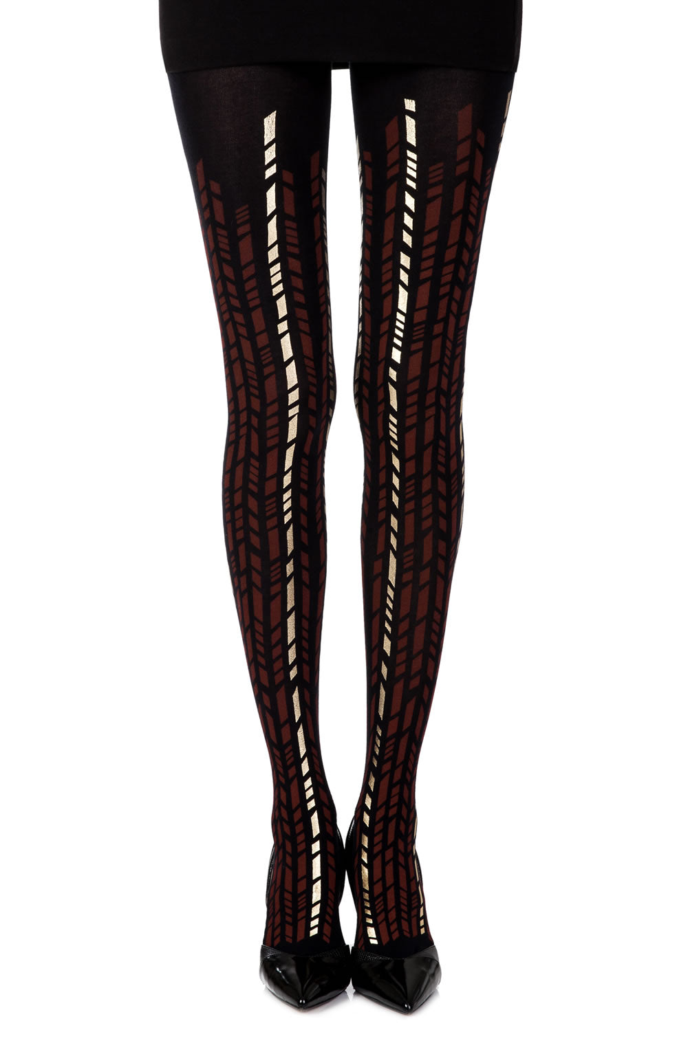 Zohara Cross It Burgundy/Gold Print Tights