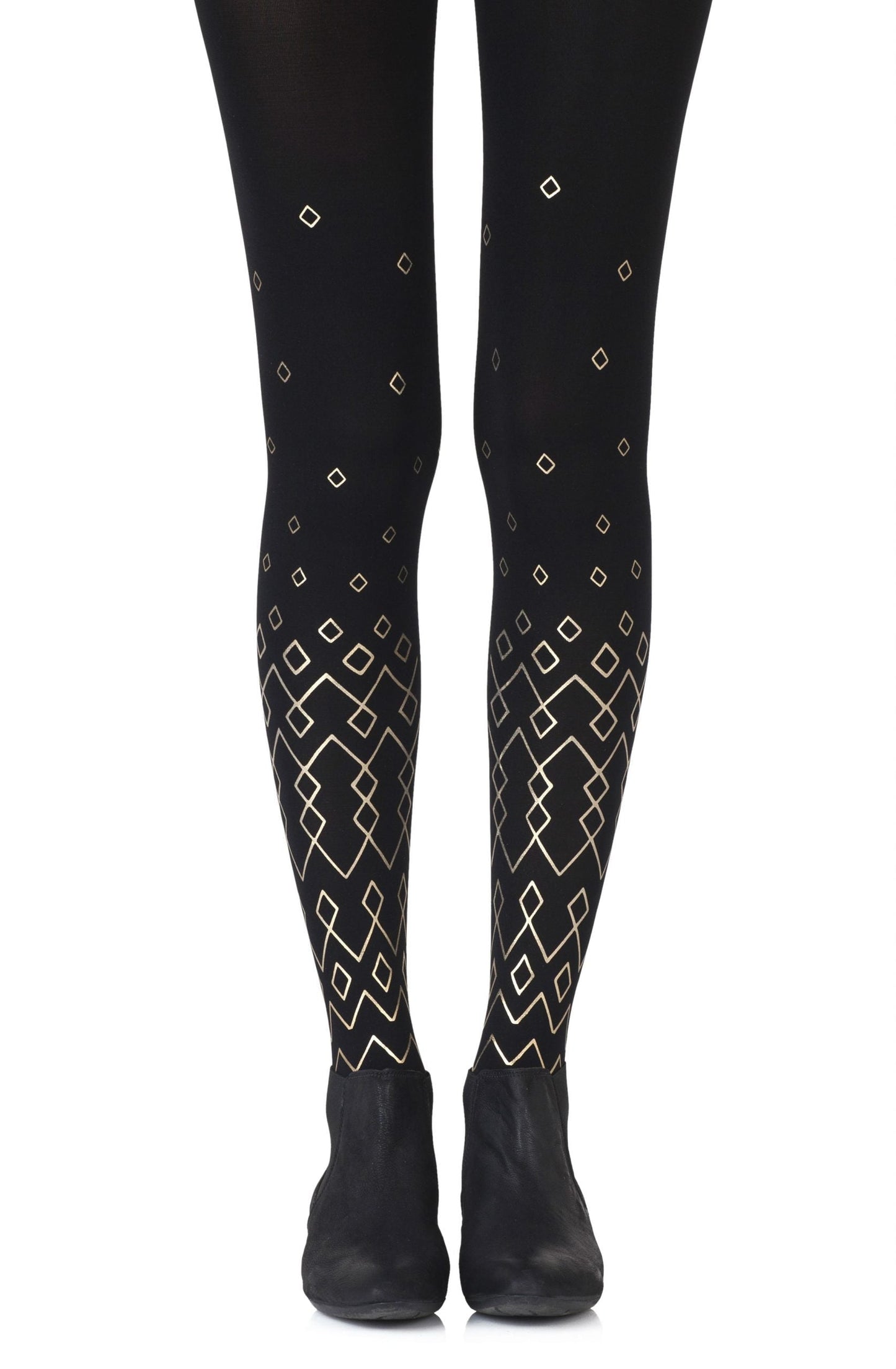 Zohara Diamonds Are Forever Black Print Tights