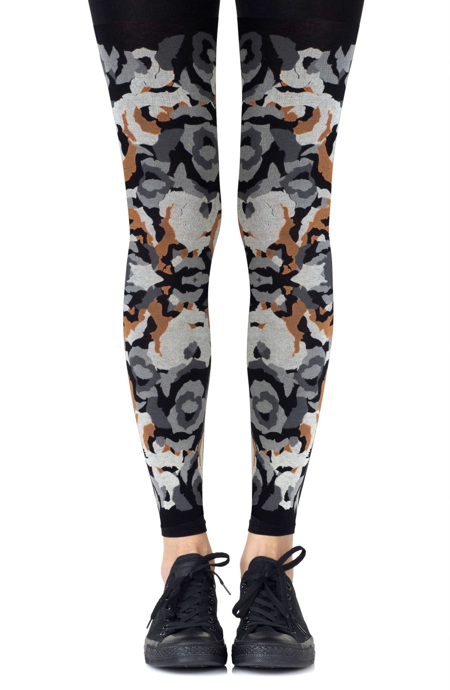 Zohara Earth Goddess Grey Orange Footless Tights