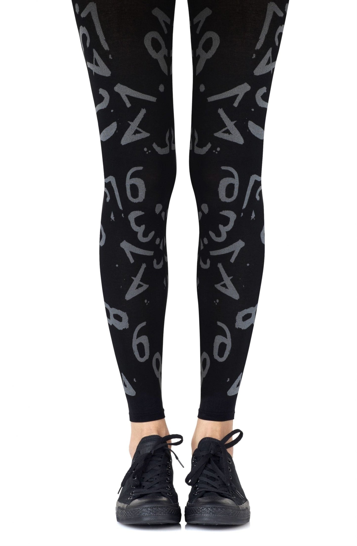 Zohara Lucky Number Light Grey Print Footless Tights