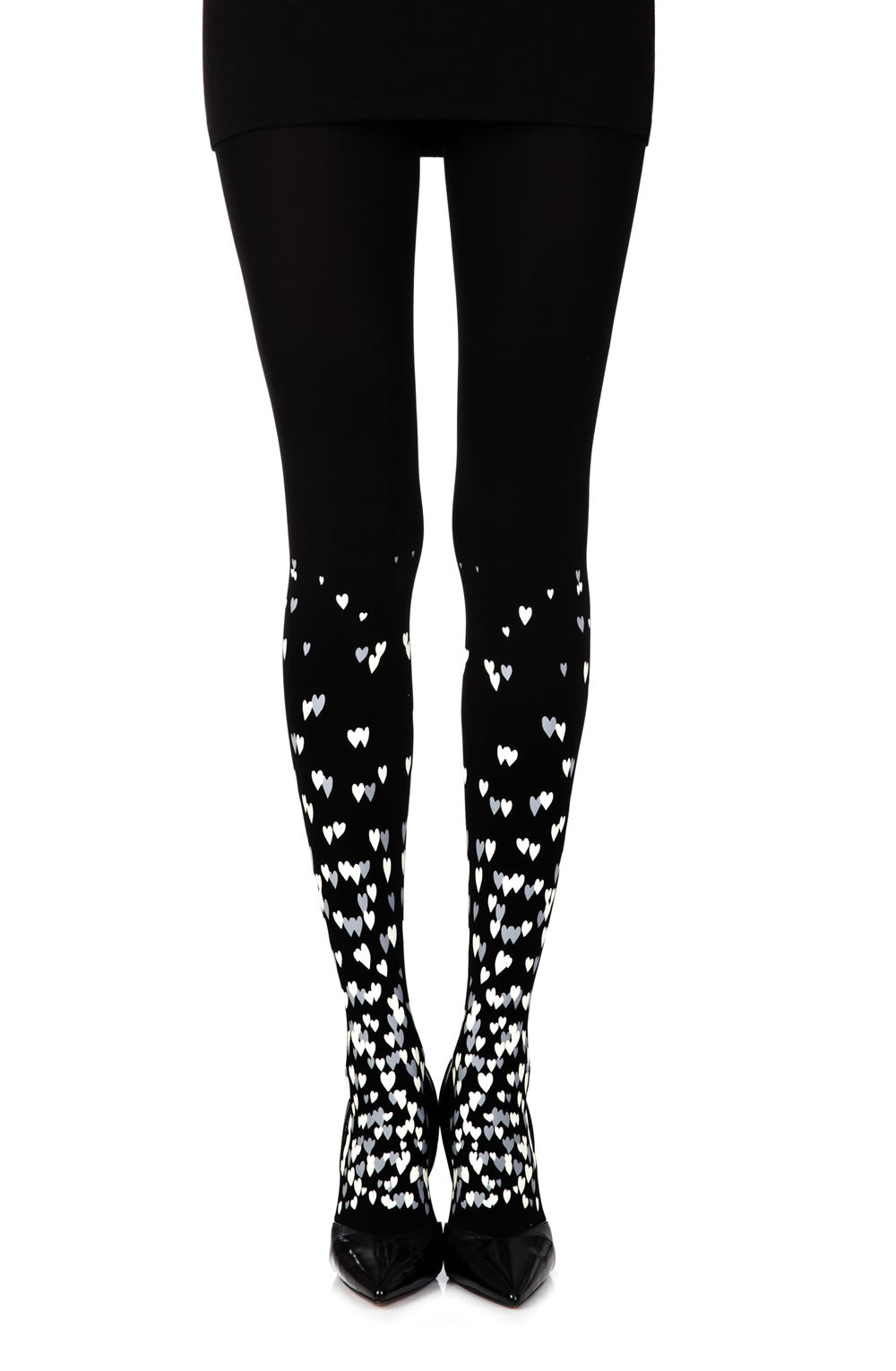 Zohara Queen Of Hearts Black Print Tights