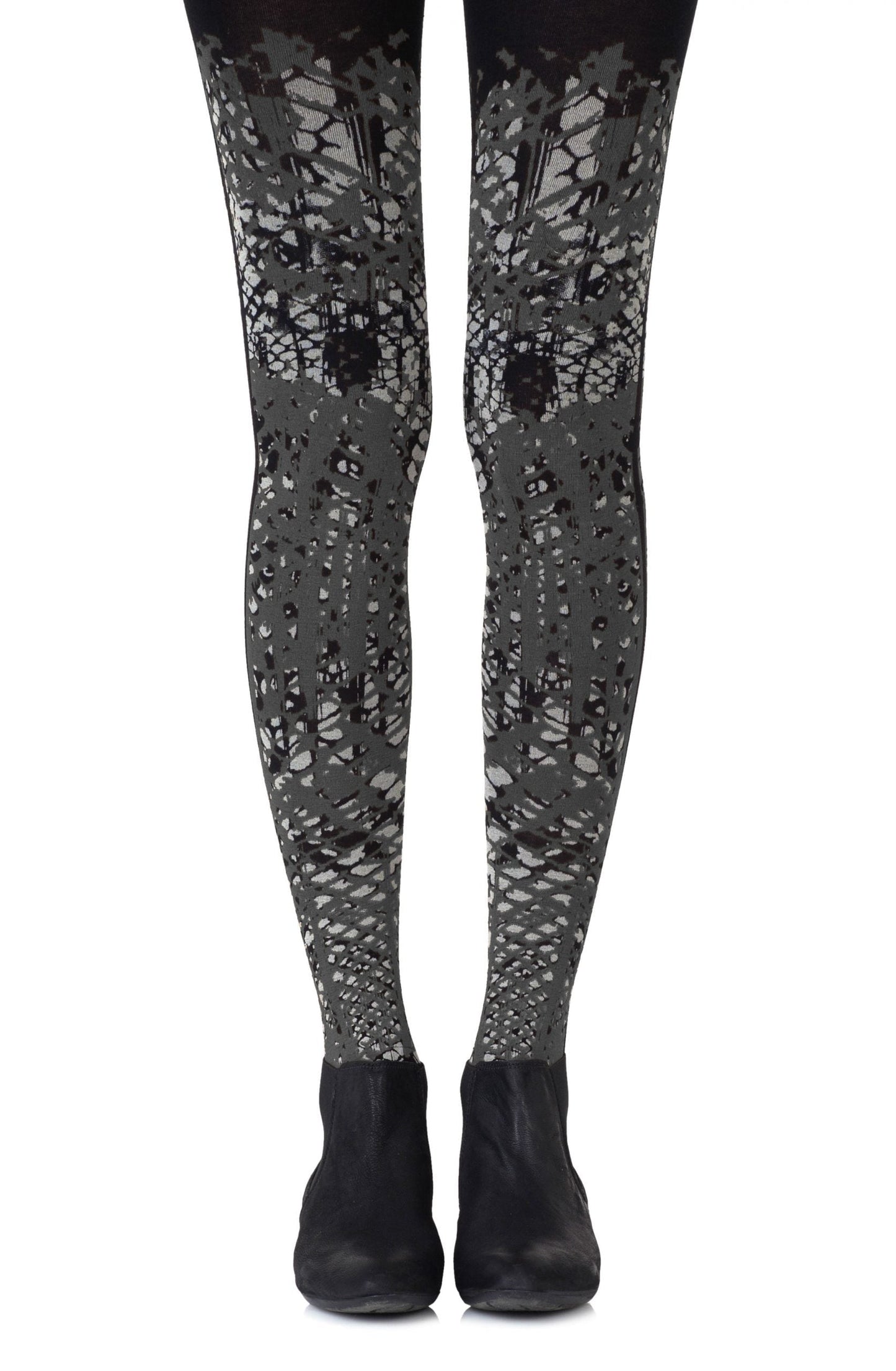 Zohara Tip The Scale Light Grey Print Tights