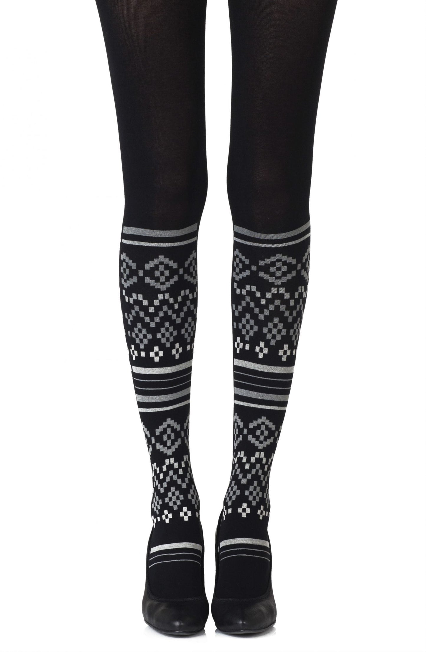 Zohara Too Cool Light Grey Print Tights