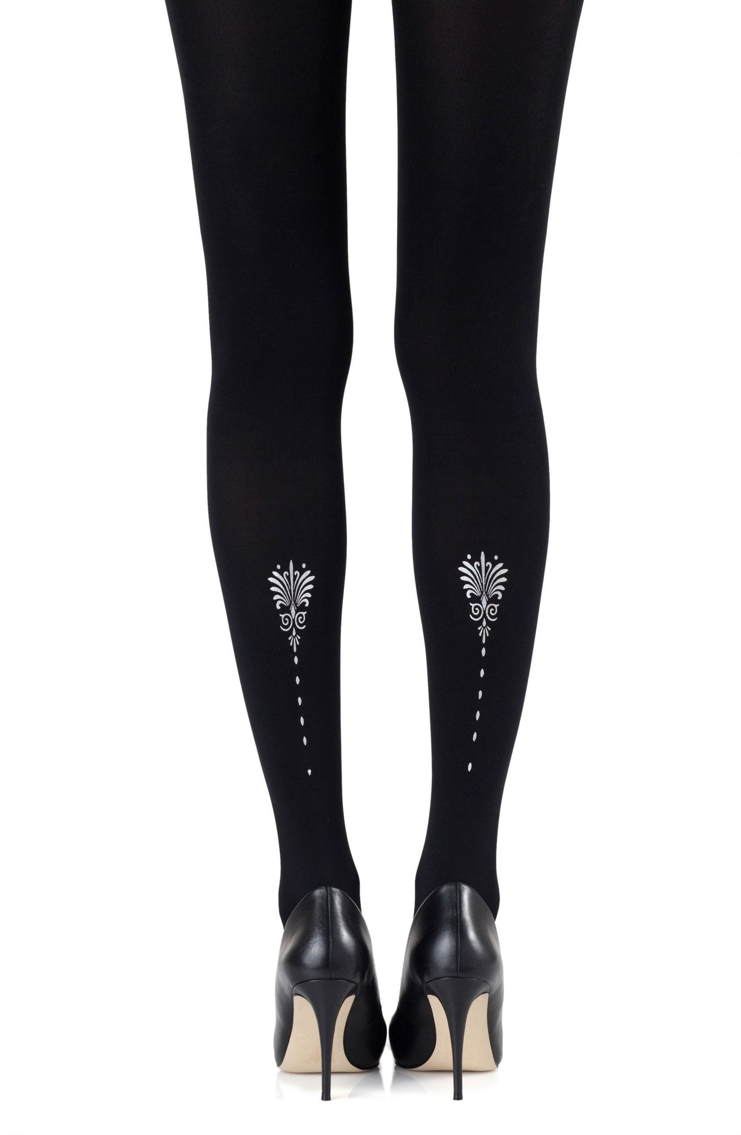 Zohara Vine And Dash Silver Print Tights