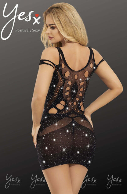 YesX YX853 Sparkly Black Dress - Black / One Size - Dress