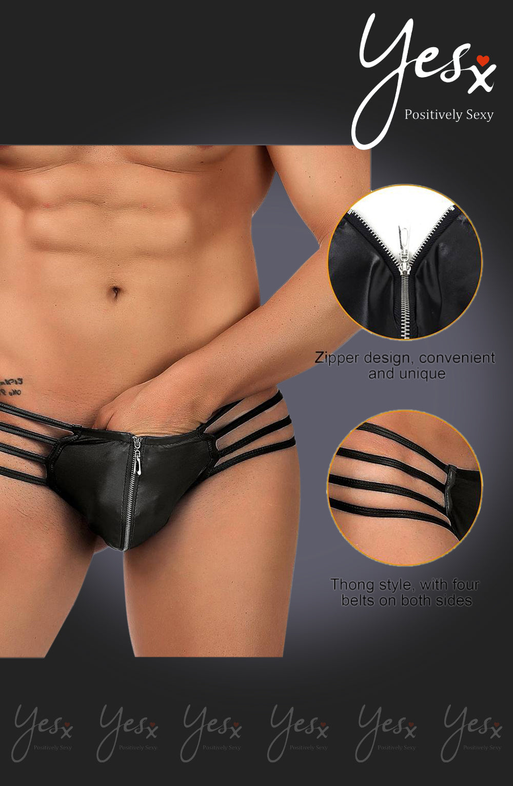 YesX YX971 Men’s Thong Black - Men’s Thong