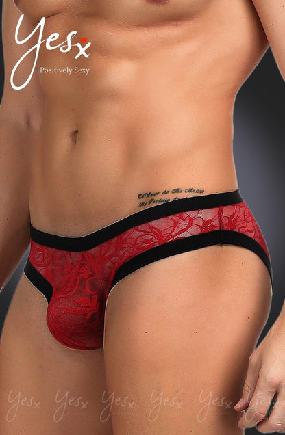 YesX YX974 Men’s Brief Red/Black - Men’s Brief