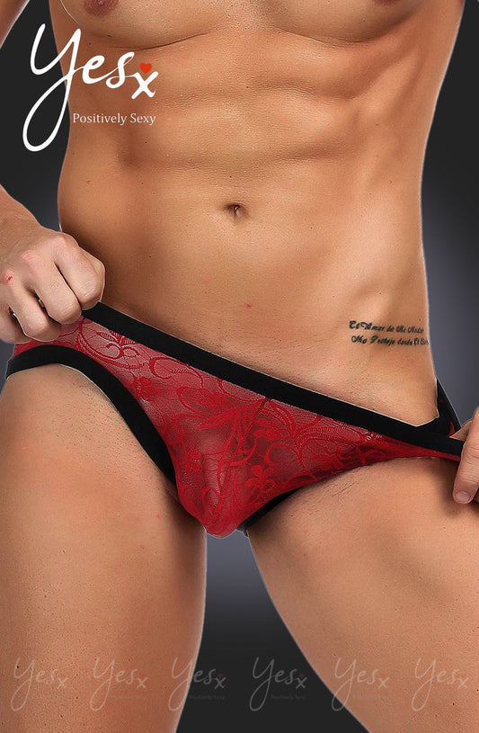 YesX YX974 Men’s Brief Red/Black - Men’s Brief