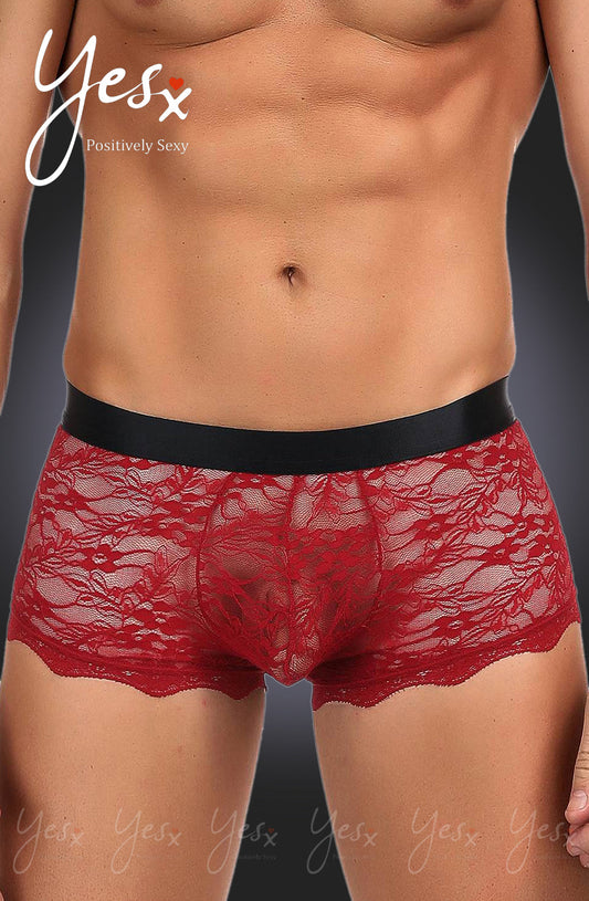 YesX YX976 Mens Boxer Brief Red/Black - Men’s Boxer