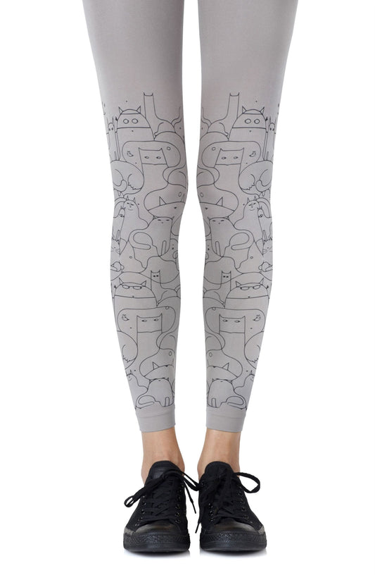 Zohara Cat Lady Grey Footless Tights