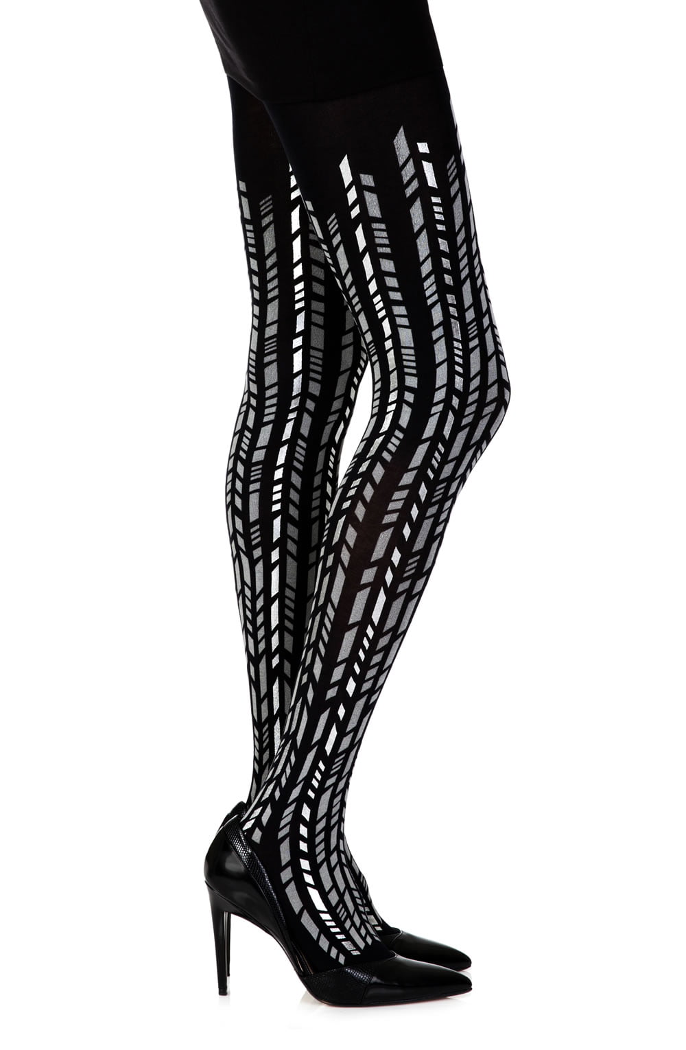 Zohara Cross It Black/Silver Print Tights