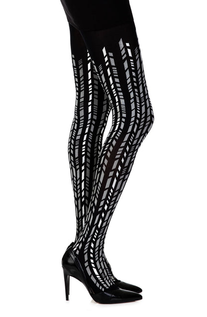 Zohara Cross It Black/Silver Print Tights