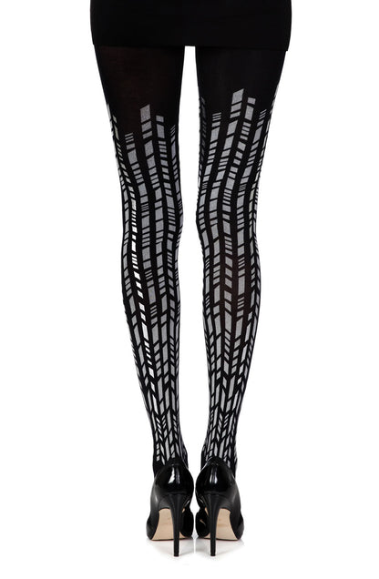 Zohara Cross It Black/Silver Print Tights