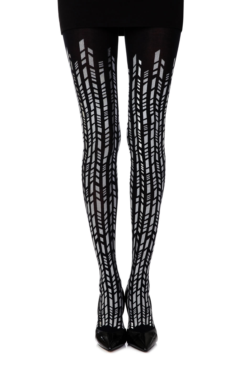 Zohara Cross It Black/Silver Print Tights