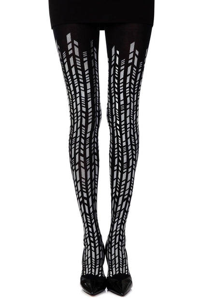 Zohara Cross It Black/Silver Print Tights