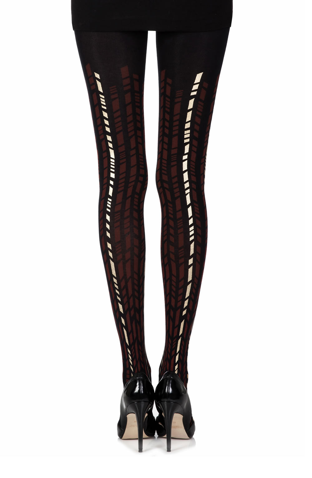 Zohara Cross It Burgundy/Gold Print Tights