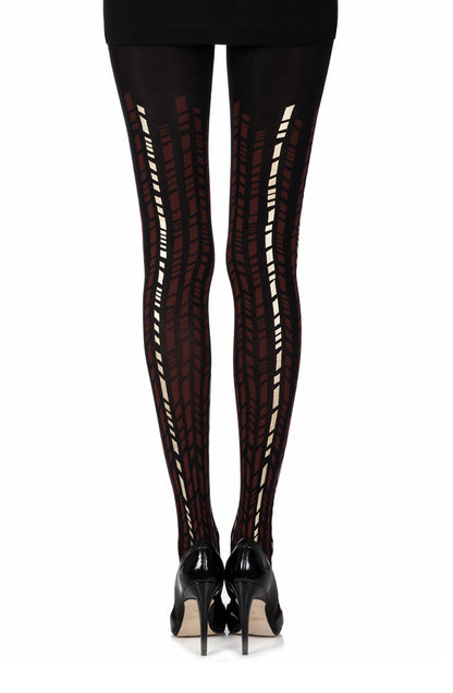 Zohara Cross It Burgundy/Gold Print Tights