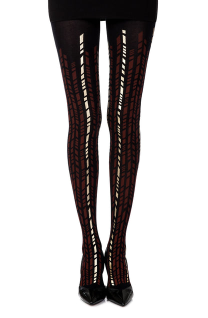 Zohara Cross It Burgundy/Gold Print Tights