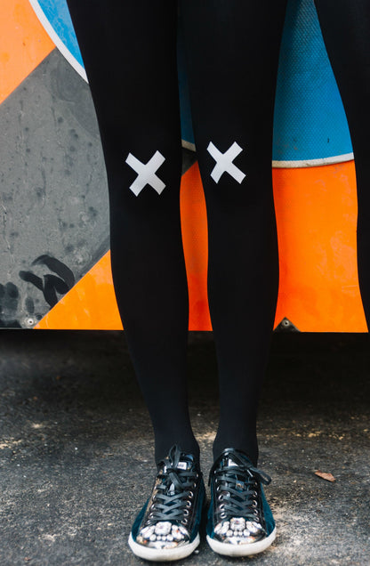 Zohara Kiss And Tell Light Grey Print Tights