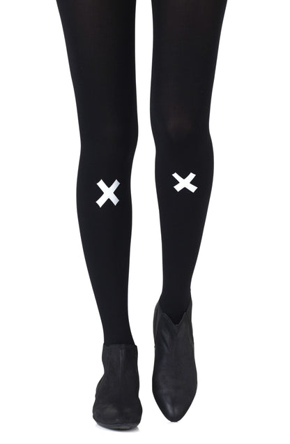 Zohara Kiss And Tell Light Grey Print Tights