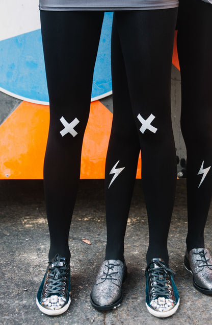 Zohara Kiss And Tell Light Grey Print Tights