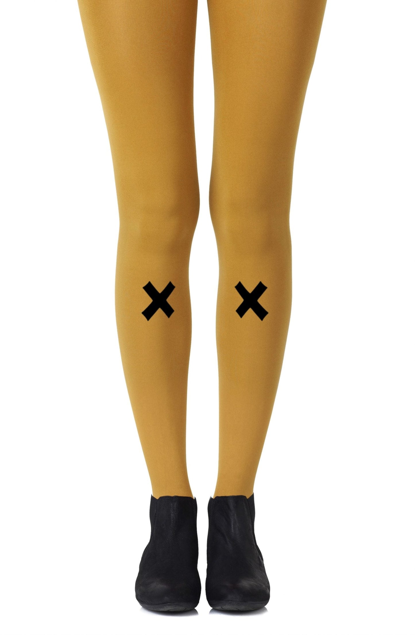 Zohara Kiss and Tell Mustard Print Tights