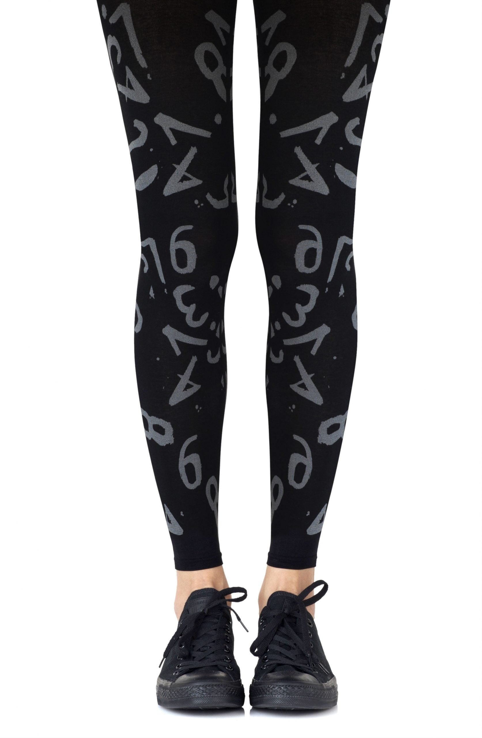 Zohara Lucky Number Light Grey Print Footless Tights
