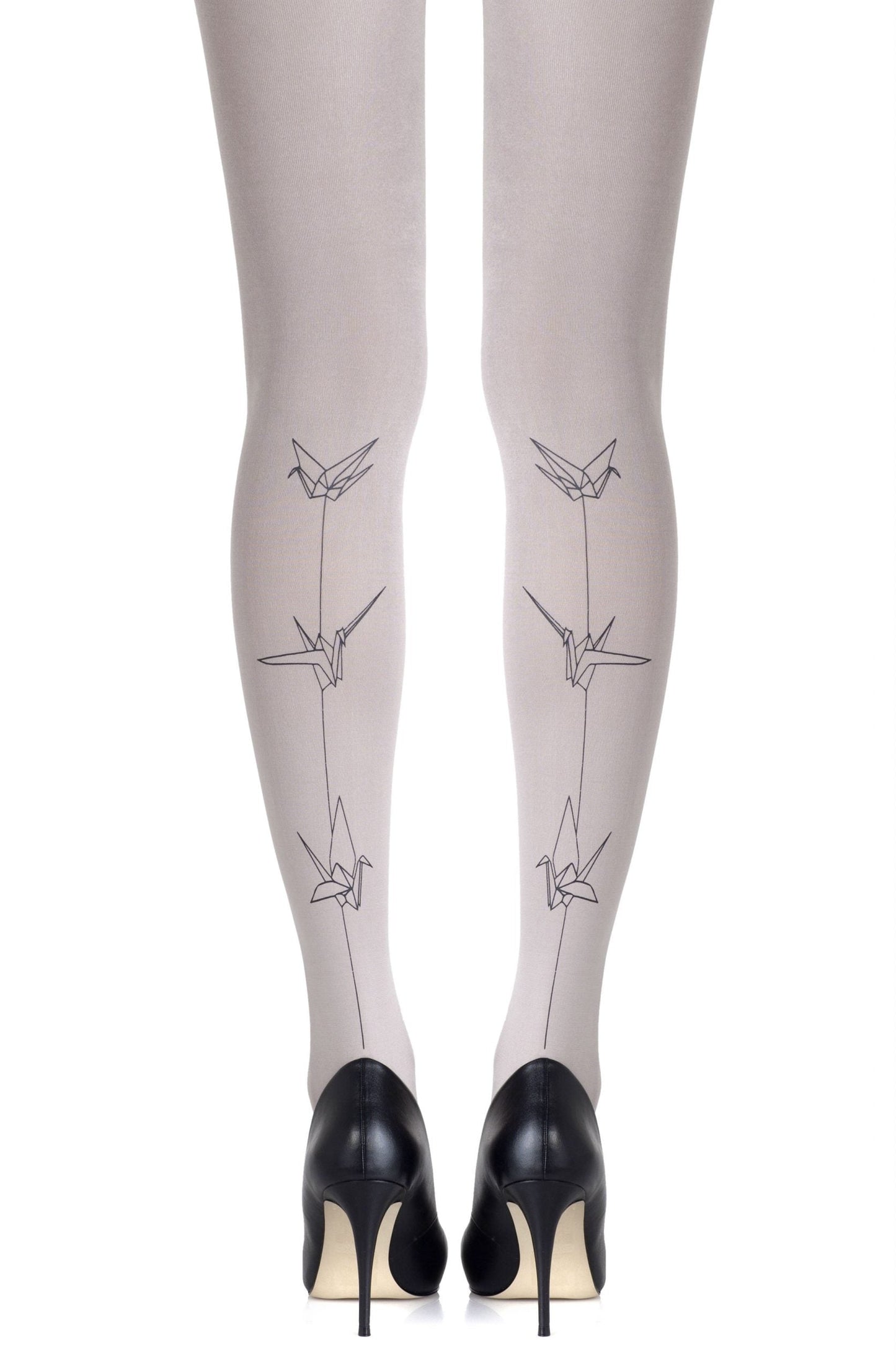 Zohara Paper Planes Light Grey Tights - Light Grey/Black /
