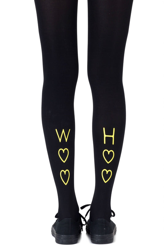 Zohara Party In The Back/Front Black Tights